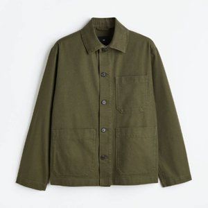 H&M Regular Fit Twill Shacket in Khaki Green (Men's S)